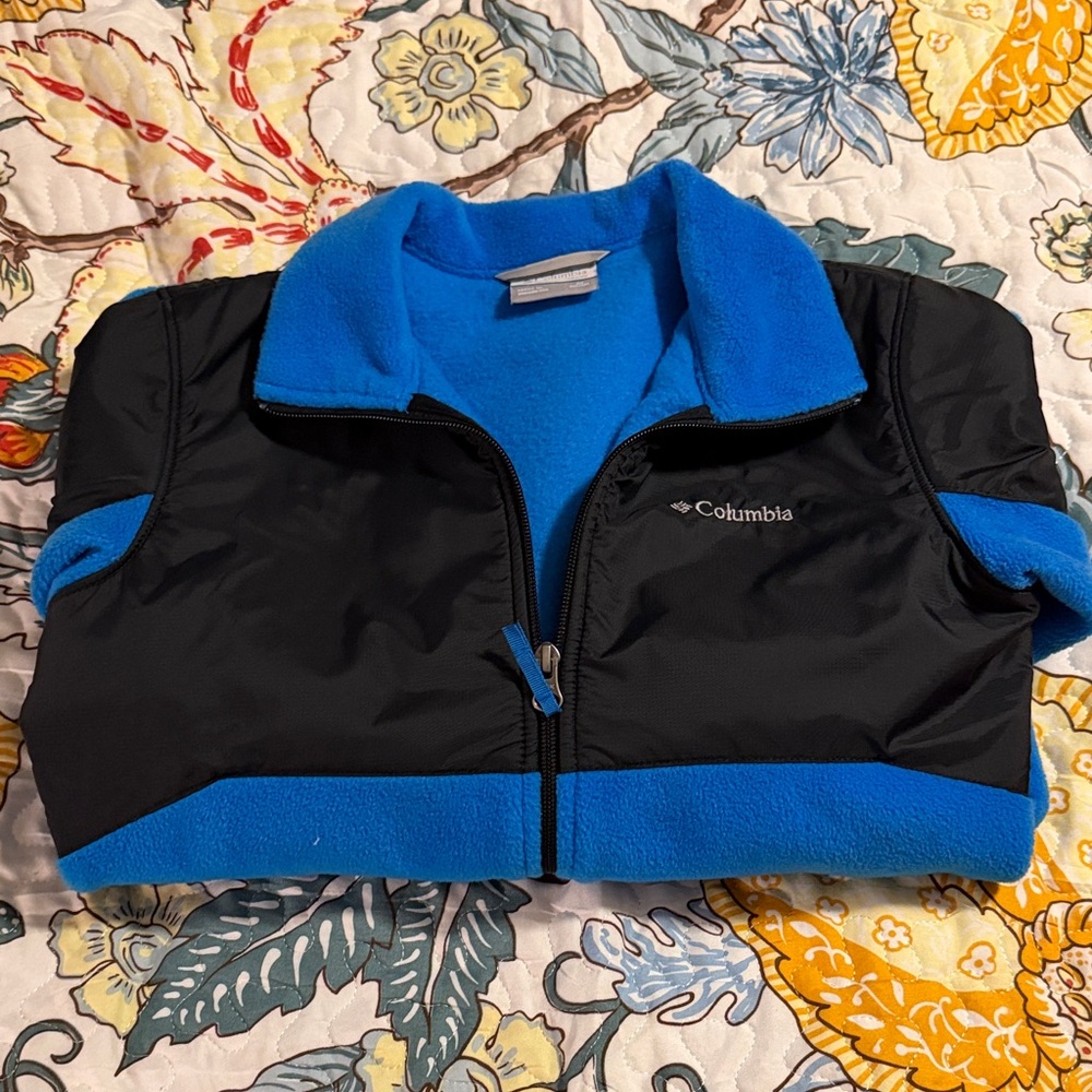 Columbia Black and Bright Blue Fleece Jacket